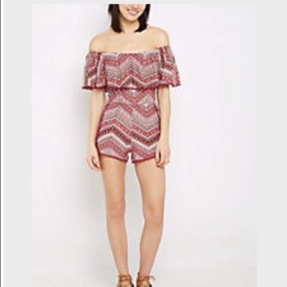 Boho off the shoulder romper